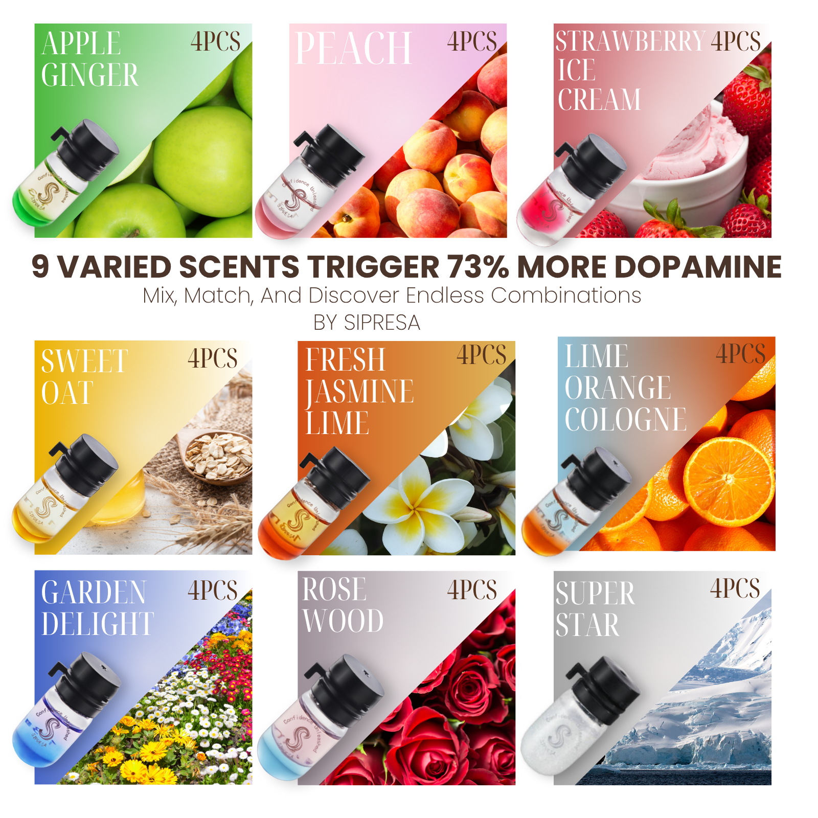 Sipresa Splash'n Shine Hair Perfume Oil Natural Plant-based Oils 36 pcs pack